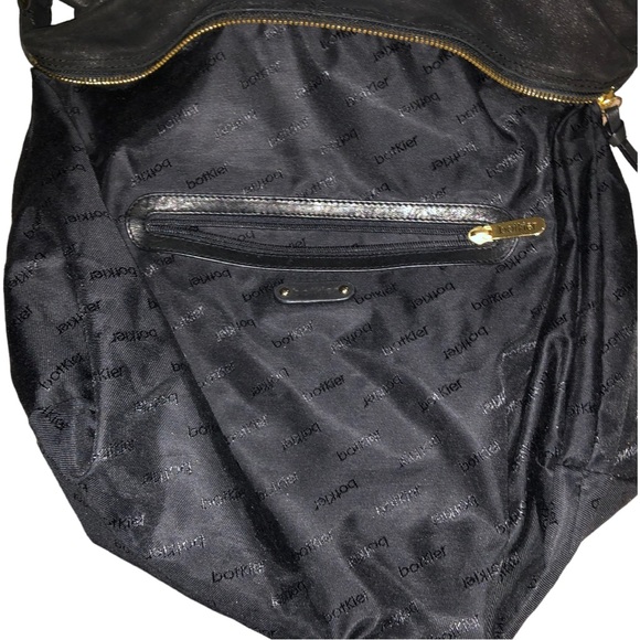 Botkier Black Leather Gold Hardware Zipper Accent Satchel Shoulder Bag - Picture 9 of 16